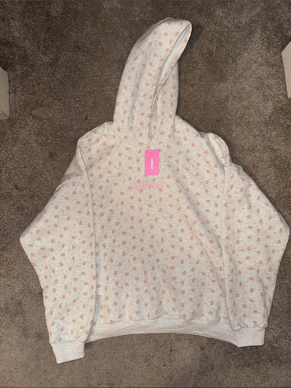 Edikted Hoodie with Pink Floral Print